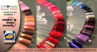 Voorbeelden van CND Shellac Nagellak kleuren en kleurcombinaties waaruit je kunt kiezen bij Nagelstudio KiKi Nails